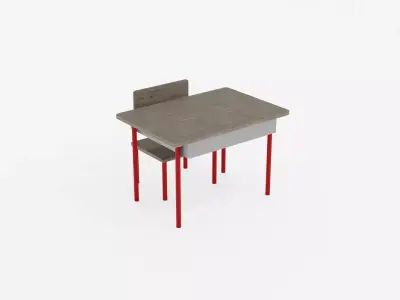 School Chair and Desk Free 3D model
