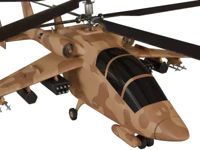 Attack helicopter desert camo dual rotor 3D model