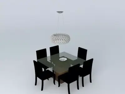 Table dining and chairs Free 3D model