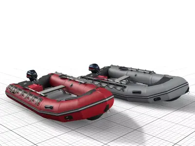 rubber dinghy with outboard motor Low-poly 3D model
