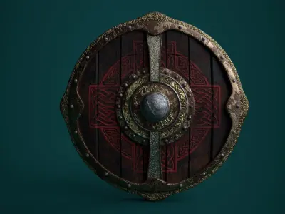 Battle Worn Viking Shield Low-poly 3D model