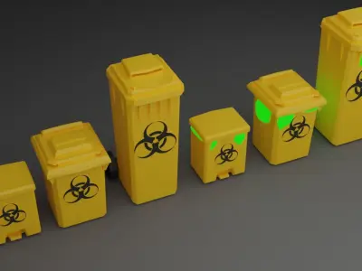 Biohazard Trash Bin Pack Low-poly 3D model
