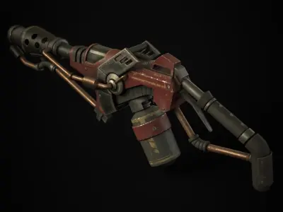 FlameThrower grenade launcher Low-poly 3D model