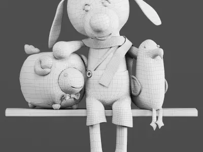 Toys dolls-dog sheep Seagull 3D model