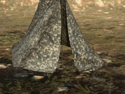 Army Tent Low-poly 3D model