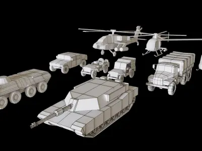 Military Veichles Pack Low-poly 3D model