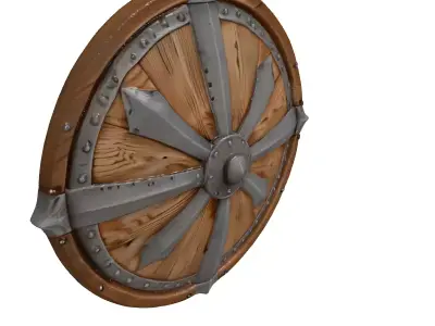 Viking Round Wooden Shield 3D model purchase