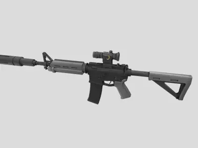 Carbine-gun model 3d game ready model Low-poly 3D model Low-poly 3D model