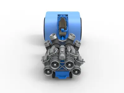 Pulling tractor with 4 jet engines Scale 1 to 25 3D print model