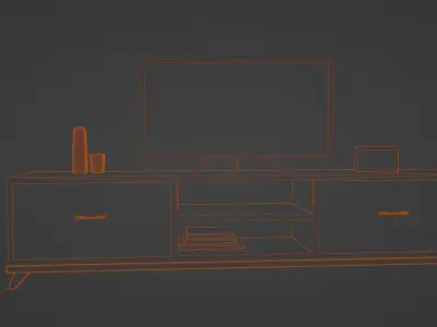 tv unit furniture and led tv Low-poly 3D model