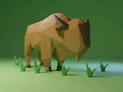 Low Poly Bison Free low-poly 3D model