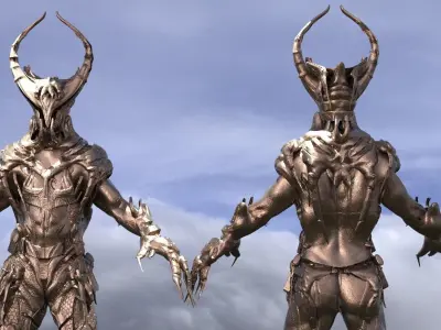 Clawed armor set full 3D model