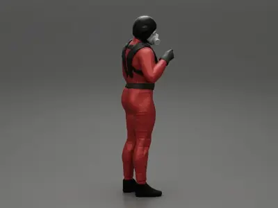 Jet pilot standing in a oxygen mask 3D print model