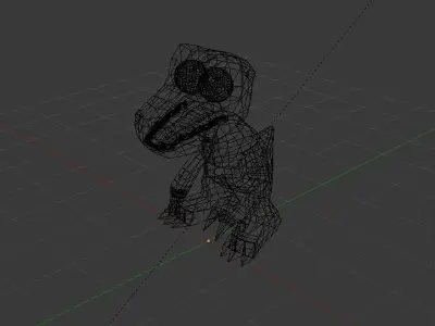 Agumon dinosaur with eyes Low-poly 3D model