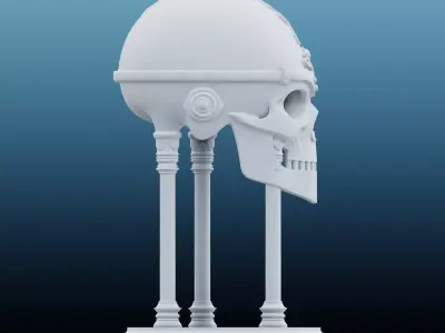 Cyber-Gothic Sentinel Skull Bust PM-186 3D print model