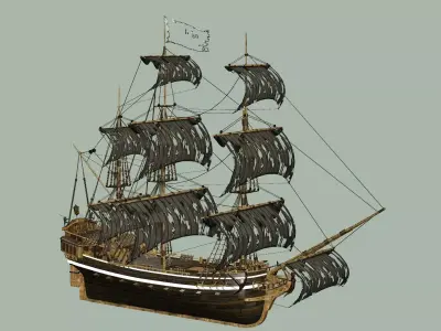 Sailboat Galleon - Game Ready A Low-poly 3D Model Low-poly 3D model