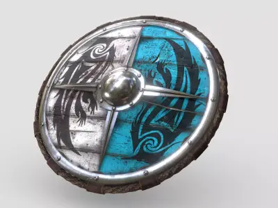 Viking Raven Shield Low-poly 3D model