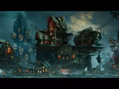 Stylized Pirate Port City Environment Low-poly 3D model