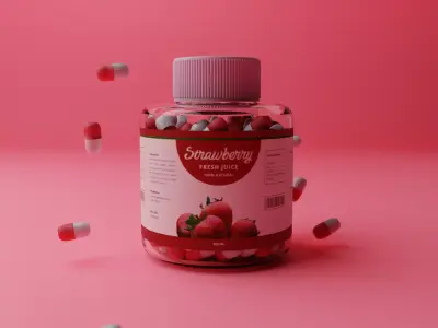 Strawberry Capsule Bottle - 3D Model Free 3D model