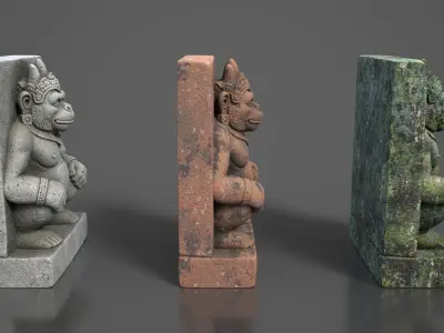 Ancient Khmer Statue 05-250522 Low-poly 3D model