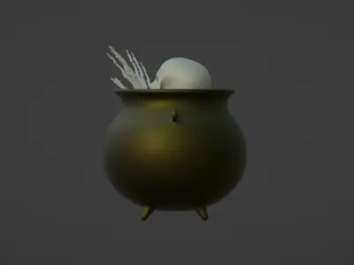 Skeleton in Cauldron 3DModel part of the Halloween package 3D model