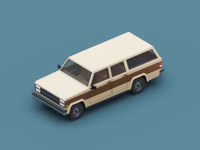 Stylized Cartoon SUV Suburban Car Low-poly 3D model