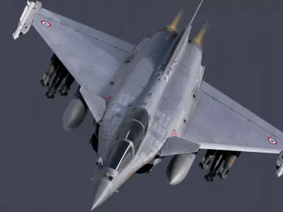 Dassault Rafale C - Fully Rigged - with high resolution Textures Low-poly 3D model