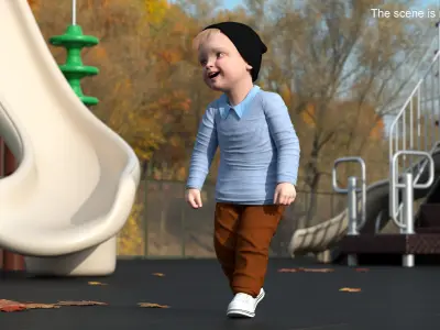 Child in Fall Clothes Rigged 3D model