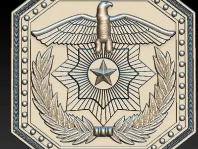 madalion military badge with eagle and laurel 3D print model