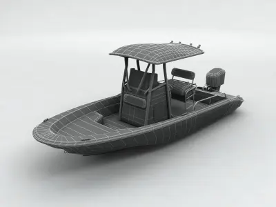 Fishing Motor Boat Boston Whaler 1 Low-poly 3D model