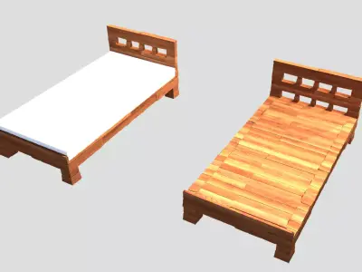 Simple Bed Free low-poly 3D model