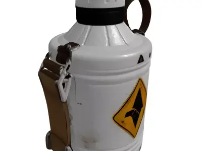 Worn Metal Canteen with Strap 3D model