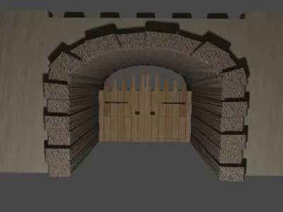 castle Wall Low-poly 3D model