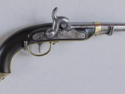 flintlock pistol old historic antique Free low-poly 3D model