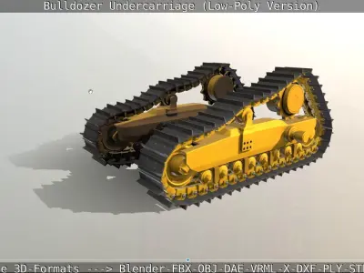 Bulldozer Undercarriage Rigged and Animated - Low-Poly Version Low-poly 3D model