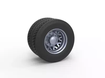 Rear custom wheel of semi truck Scale 1 to 25 3D print model