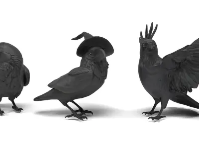 Halloween Ravens Low-poly 3D model