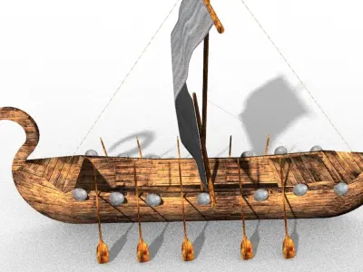ancient viking boat Low-poly 3D model