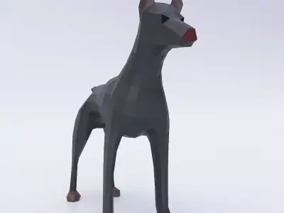 Doberman dog 3d model  Low-poly 3D model