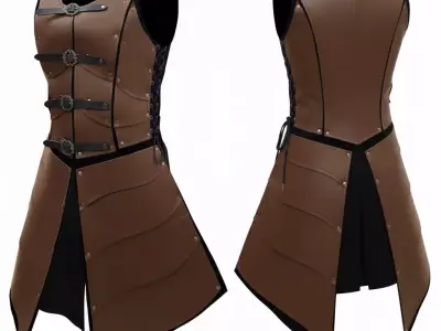 Renaissance Sentinel Medieval Leather Armor Vest Reinforced Low-poly 3D model