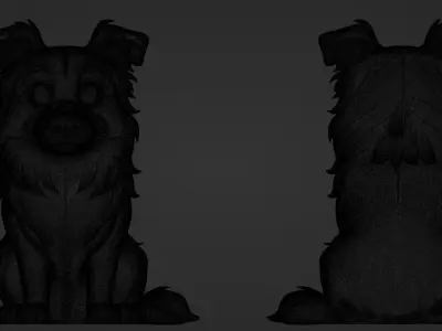cartoon Collie Dog Sculpture 3D model