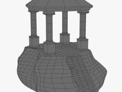 Ancient temple on a rock 3D model