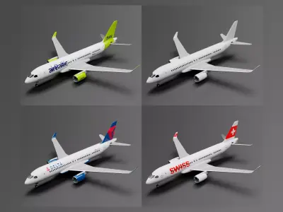 Airbus A220-300 Liveries 3D Model Collection