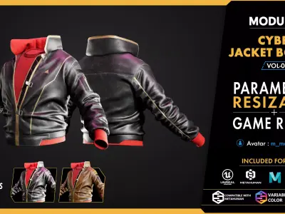 Modular Cyber Jacket Bombre Low-poly 3D model