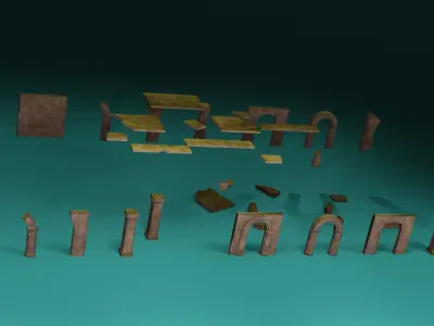 Modular Stylized Ruin Low-poly 3D model