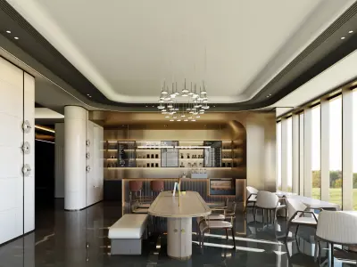 Luxury Water Bar Lounge Area 3D Interior Scene 3D model