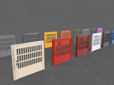 PBR Metal Gate B5 Low-poly 3D model