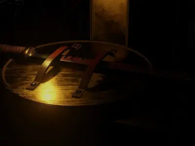 Antique Byzantine Sword and Shield Free low-poly 3D model