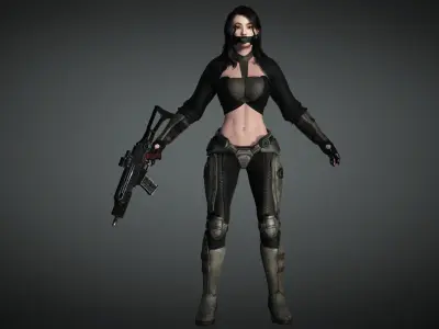 AAA Military Female Character 04 Low-poly 3D model