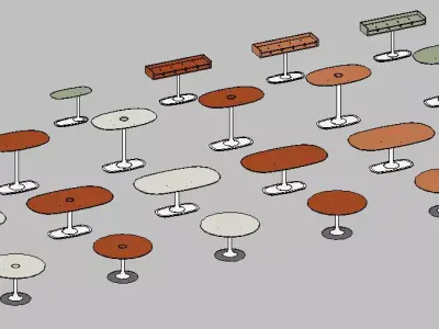 Mid Century Modern Pedestal Table Collection   Variations 3D model